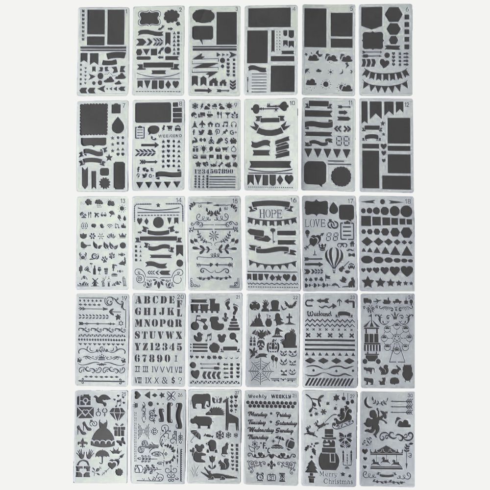 Pochoirs Bullet Journal<br>20 ou 30 pièces