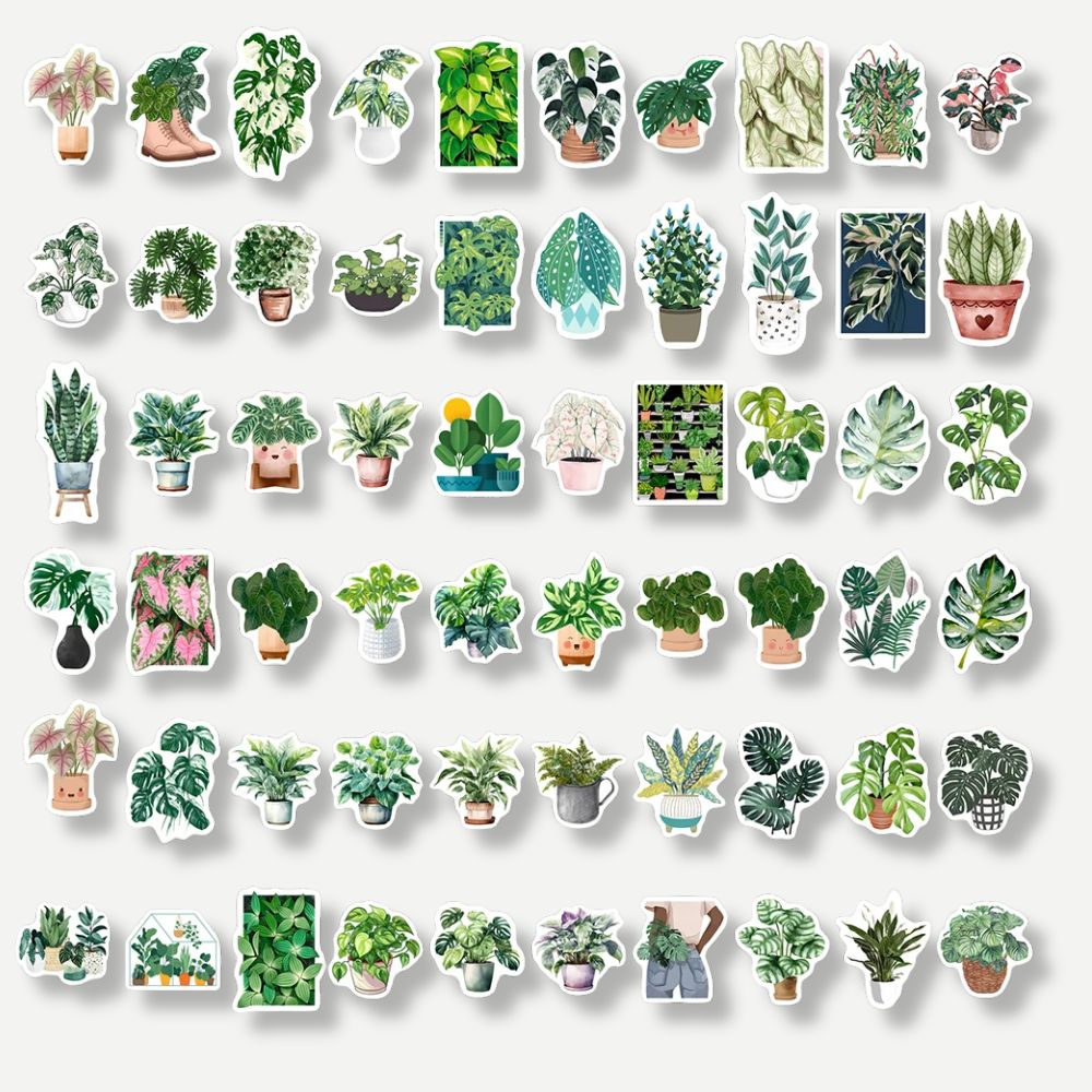 Stickers Plantes<br>10, 30 ou 60 Autocollants pour carnets, déco et DIY
