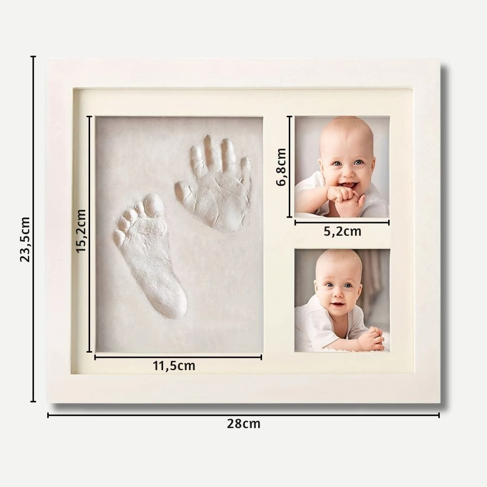 Cadre Empreinte Bébé en Bois : Argile et 2 Photos