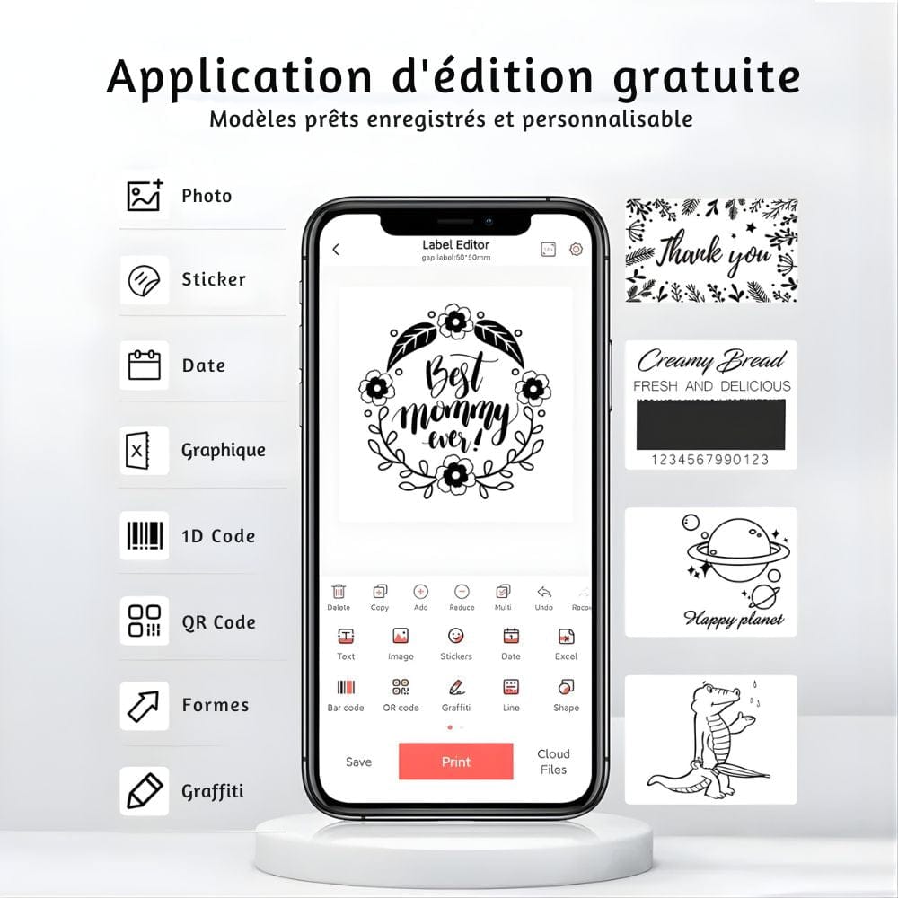 Étiqueteuse Thermique Bluetooth Autocollante Sans Encre