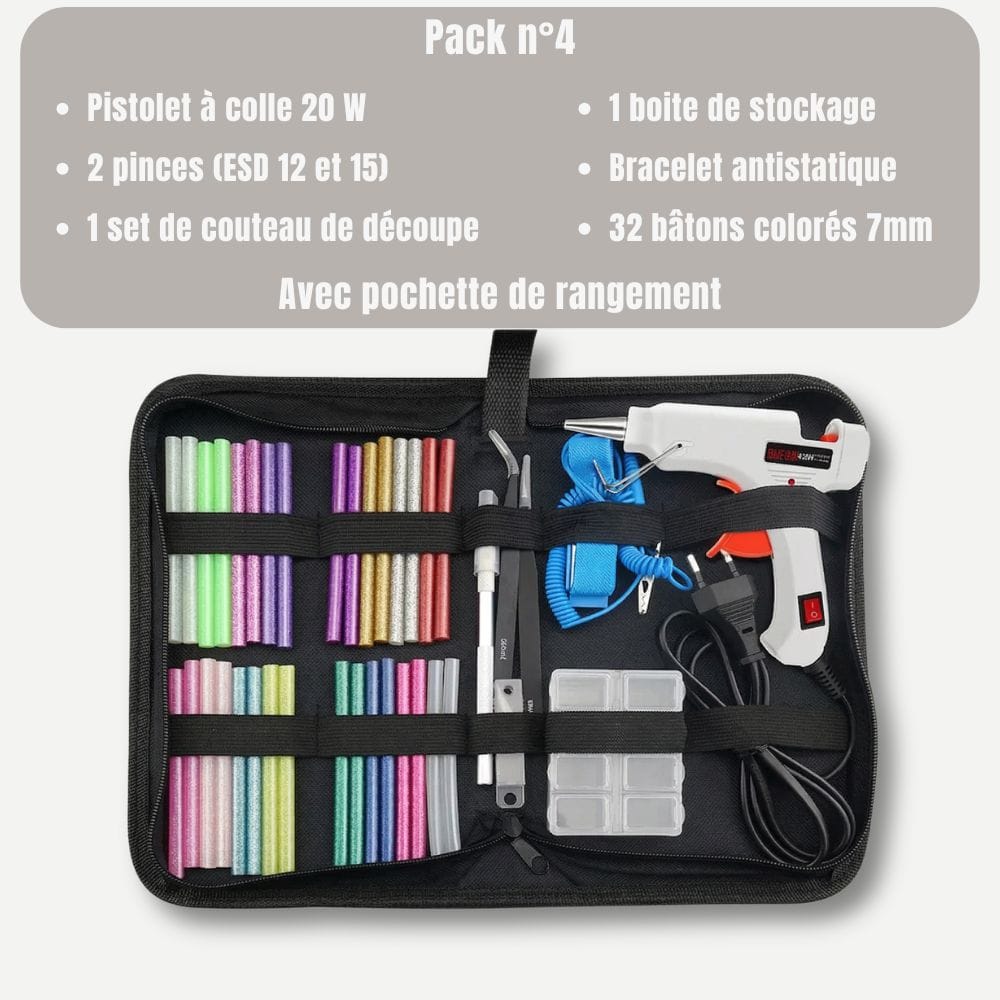 Glue Gun Kit 6 en 1 – Pistolet à Colle, Bâtons Colorés et Sacoche SET 4