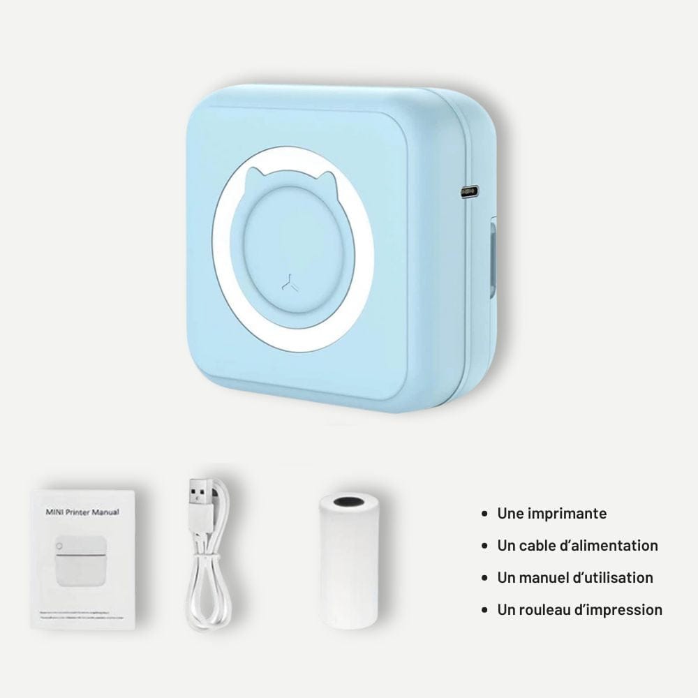 Mini Imprimante Portable Imprimante – Bleu pastel