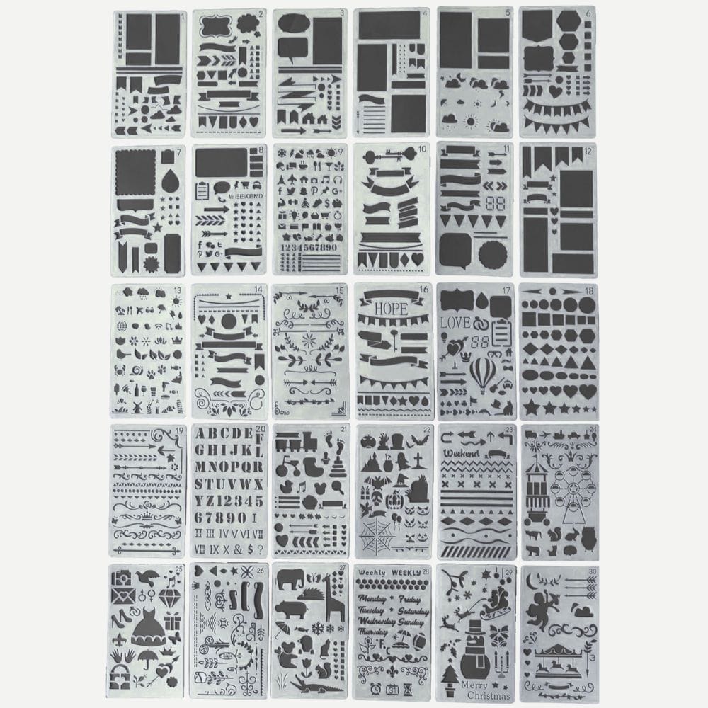 Pochoirs Bullet Journal 30 Pochoirs