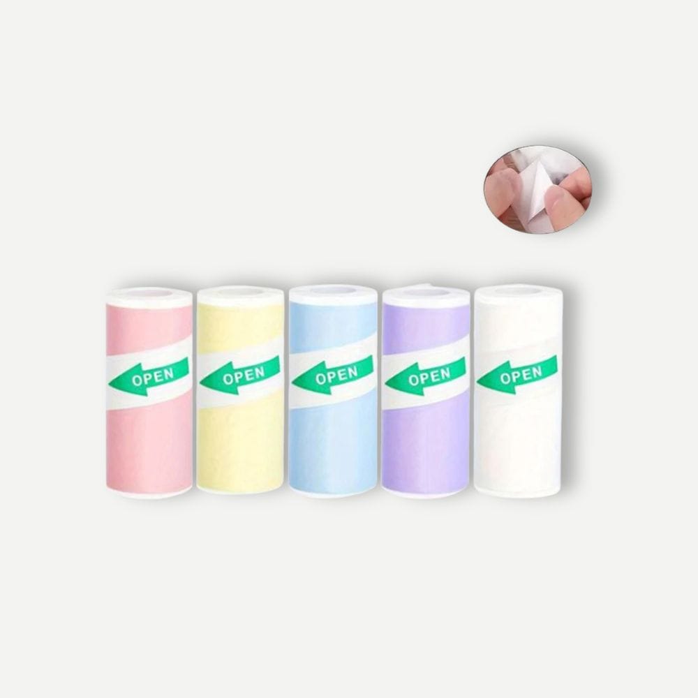 Rouleau Papier pour Imprimante Thermique 5 Rouleaux Couleurs – Adhésifs