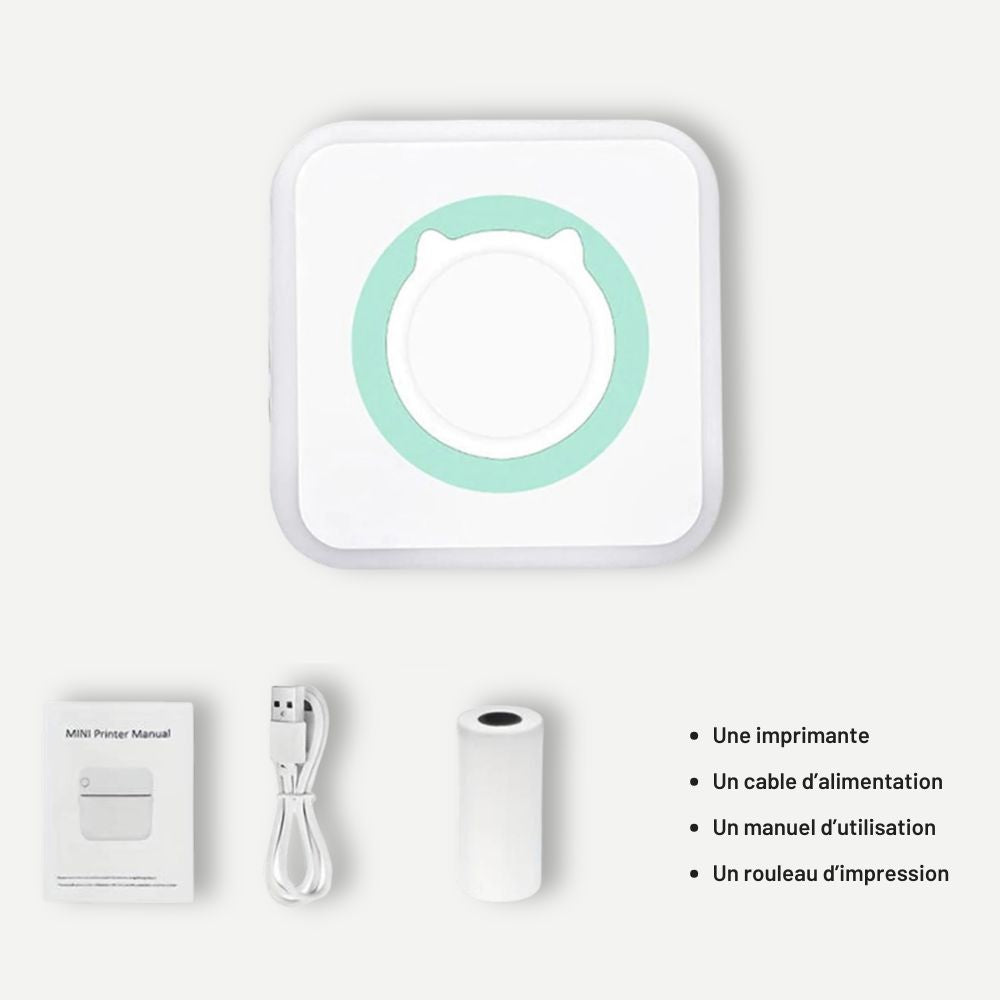 Mini Imprimante Portable<br>Compacte, Sans Encre & Idéale pour le Scrapbooking