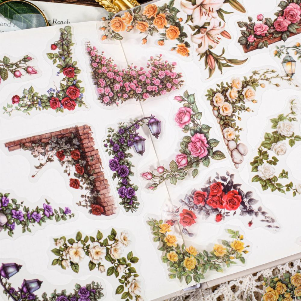 Coin Adhésif Pour Photo<br>Décor Floral pour Albums & Scrapbooking