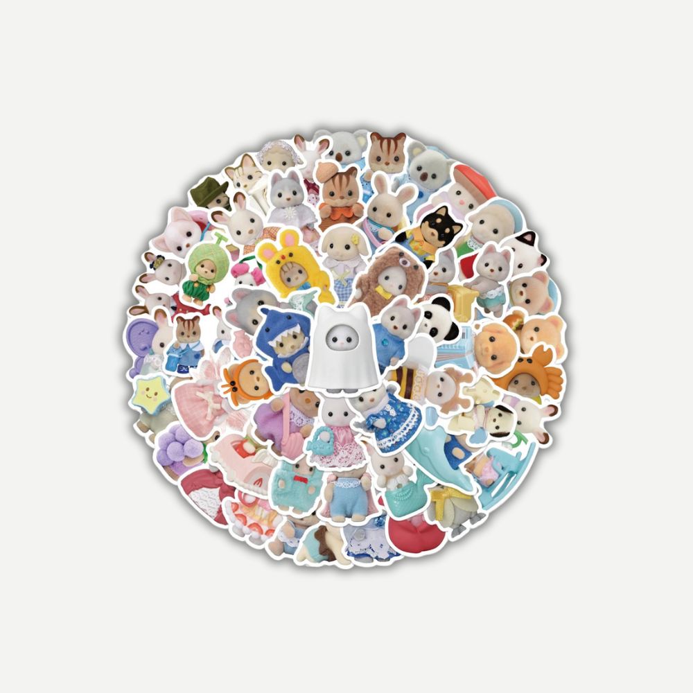 Stickers Animaux Mignons<br>10, 30 ou 55 Autocollants en Vinyle
