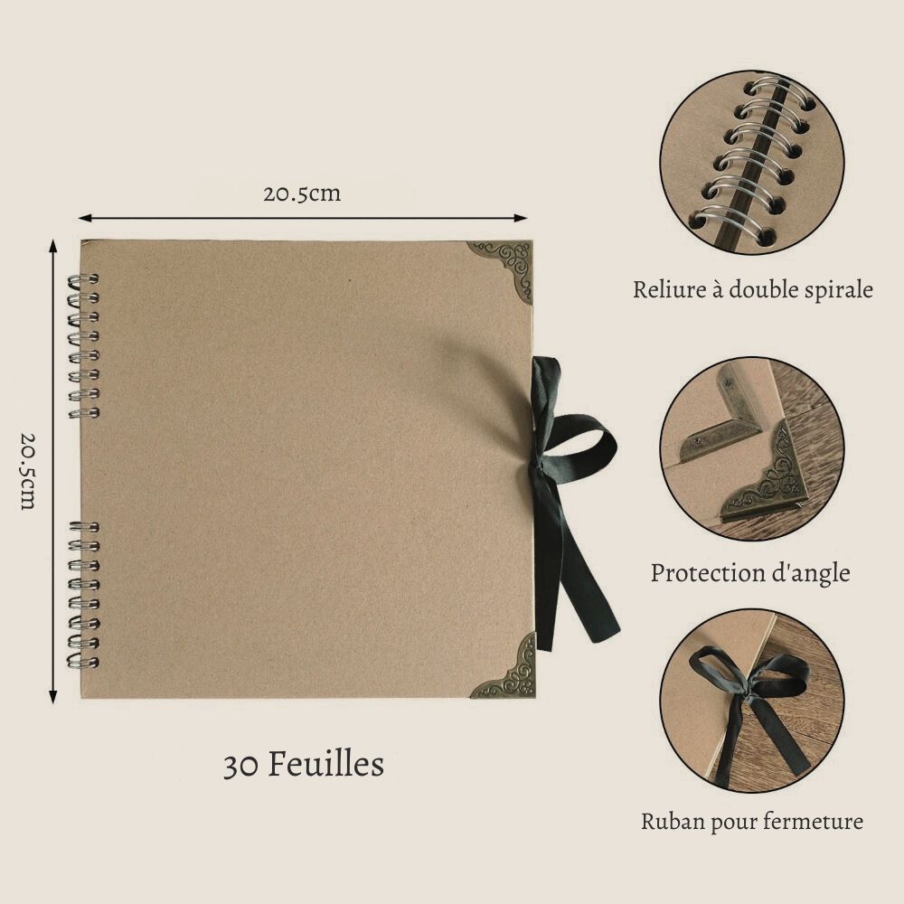 Album Photo Personnalisable<br>60 Pages Kraft à Décorer