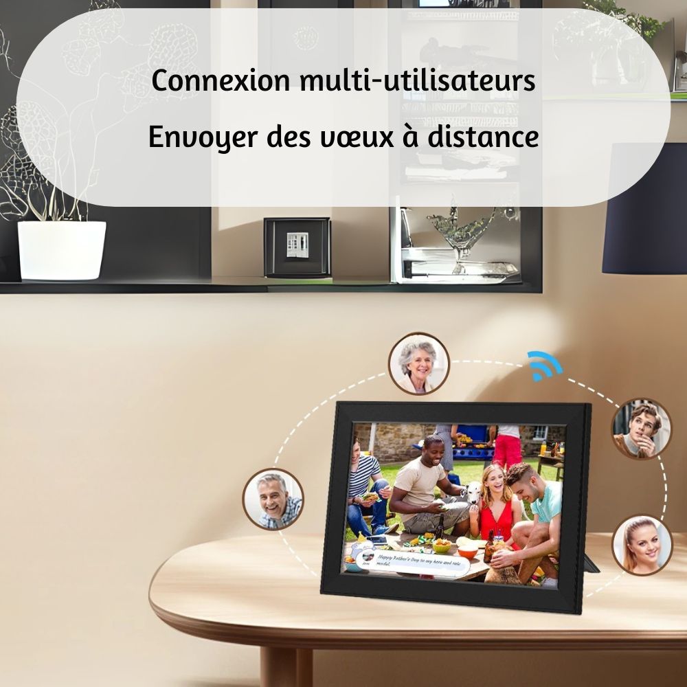 Cadre Photo Numérique Connecté 10″<br>16 à 32 Go, Wifi