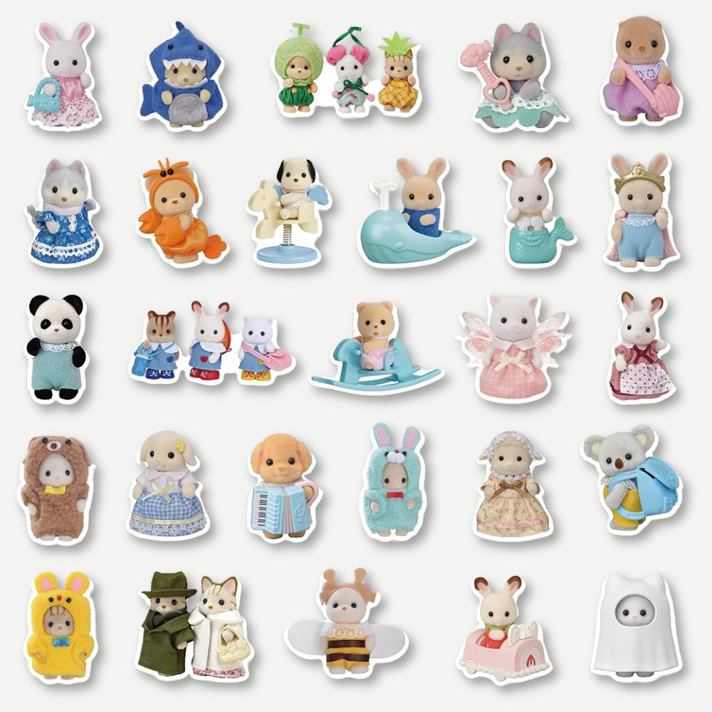 Stickers Animaux Mignons<br>10, 30 ou 55 Autocollants en Vinyle