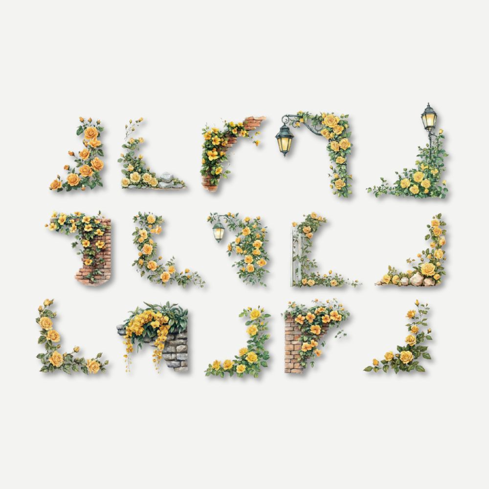 Coin Adhésif Pour Photo<br>Décor Floral pour Albums & Scrapbooking