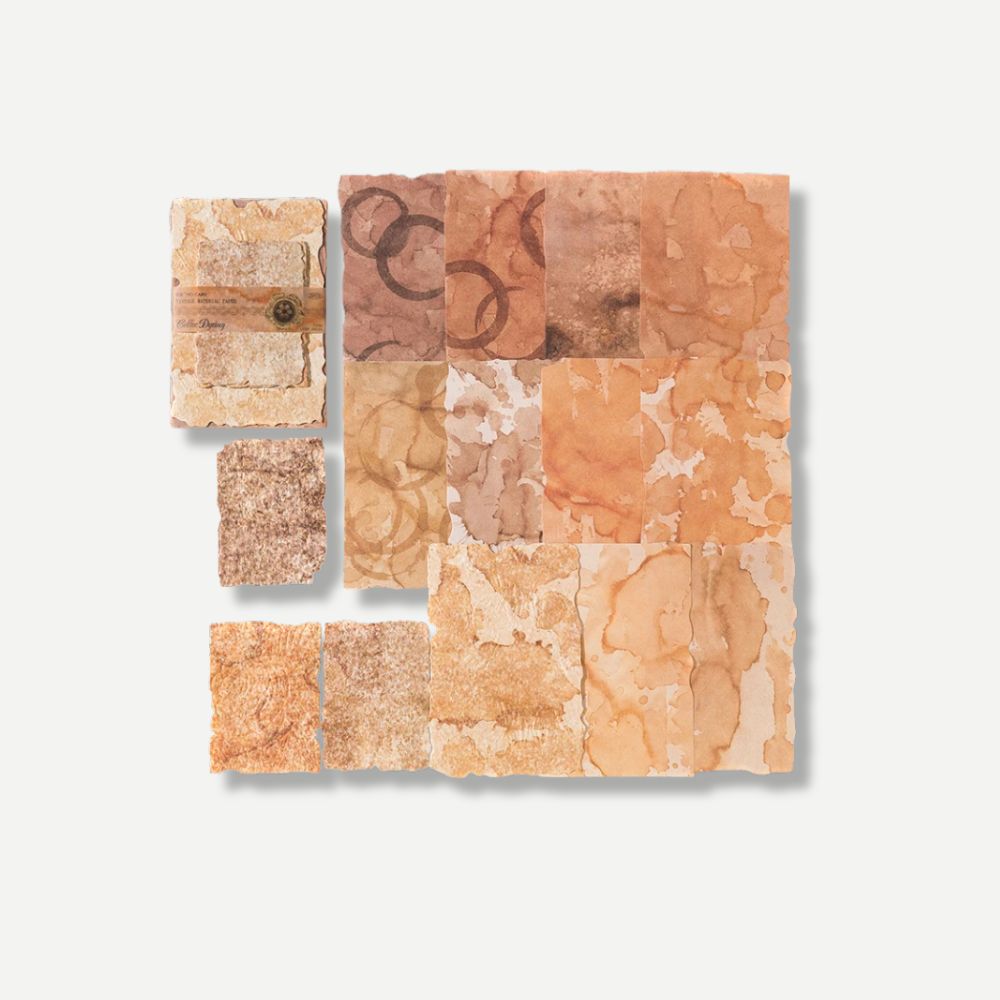 Papeterie Vintage<br>28 feuilles texturées, 6 Variantes