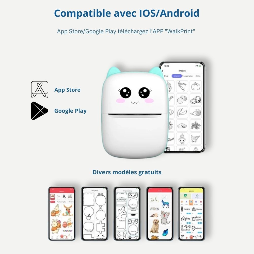 Mini Imprimante Thermique Bluetooth<br>Impressions créatives sans encre