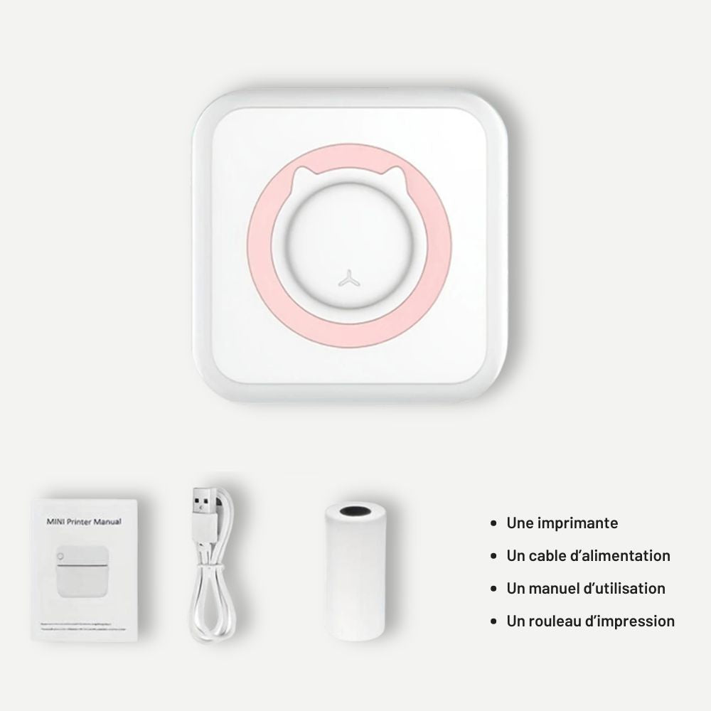 Mini Imprimante Portable<br>Compacte, Sans Encre & Idéale pour le Scrapbooking