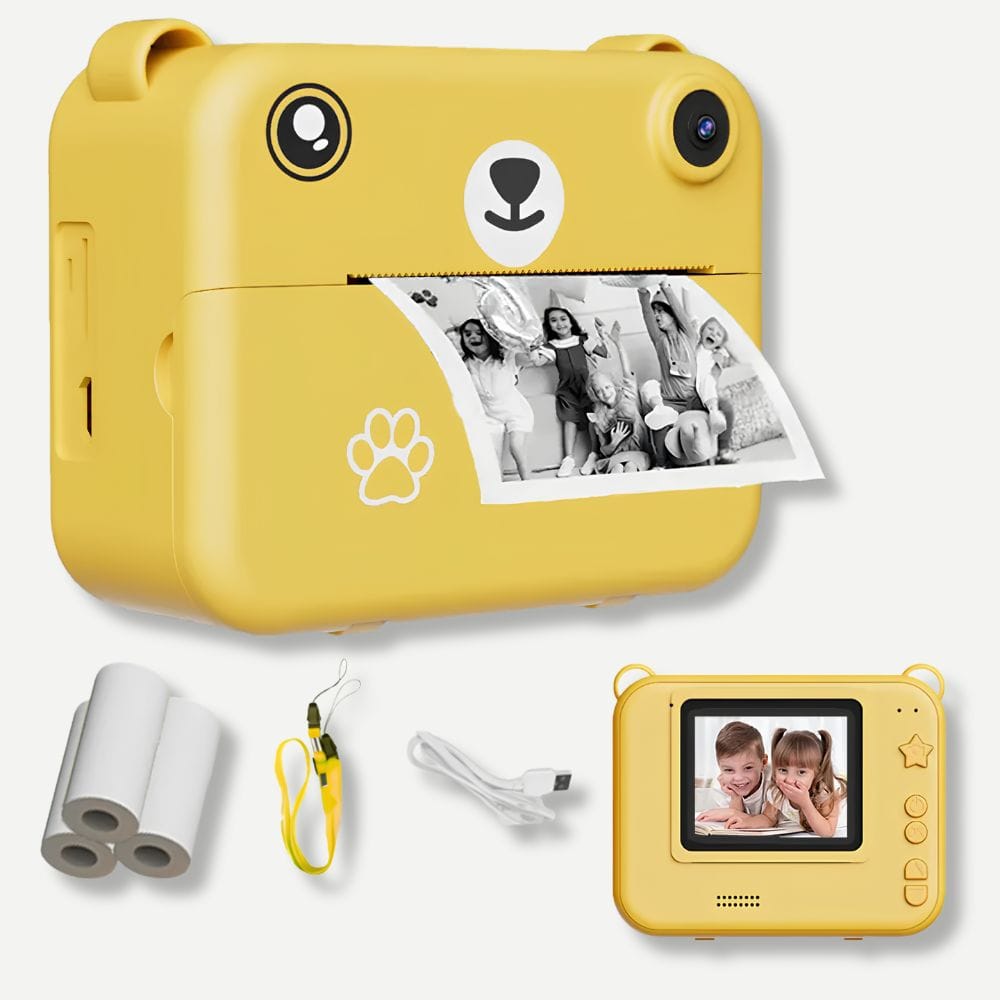 Appareil Photo Instantané Enfant 10 ans — 1080P, Batterie 1500 mAh Jaune
