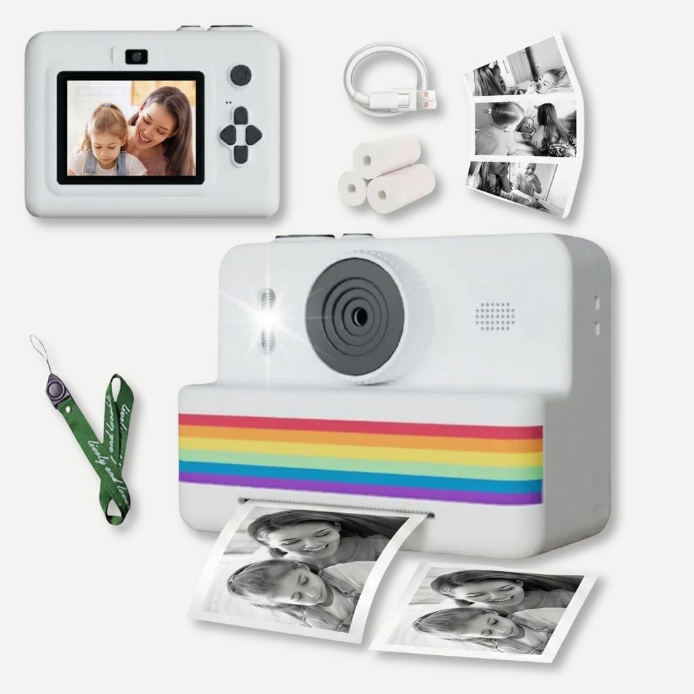 Appareil Photo Instantané Enfant —Écran 2,8", Batterie 1500 mAh, Flash Blanc