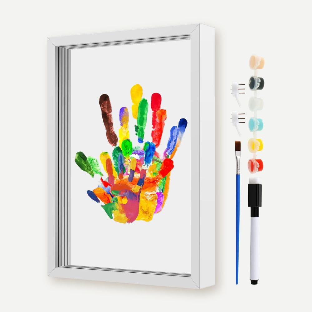 Cadre Empreinte Famille : Kit Mains Peintes 4 Plaques Blanc