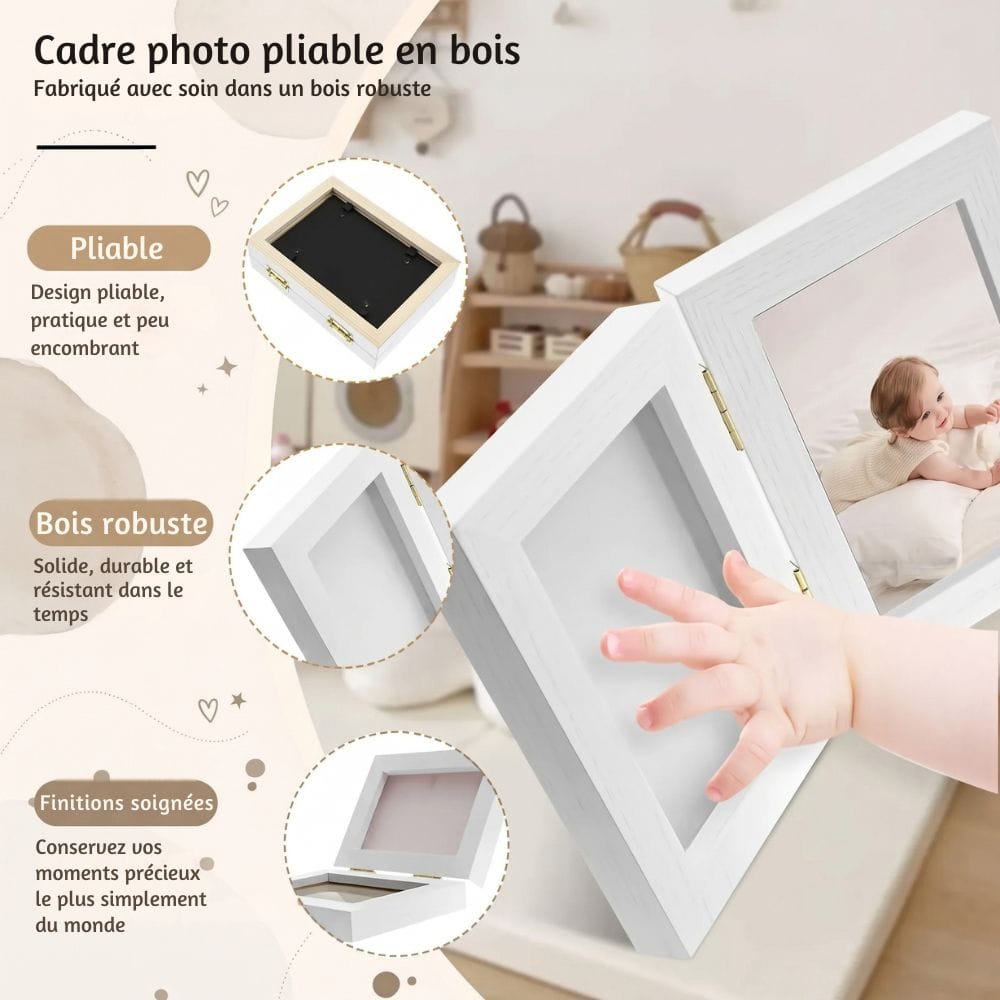Cadre Photo Empreinte Bébé Pliable en Bois : Argile 100 g