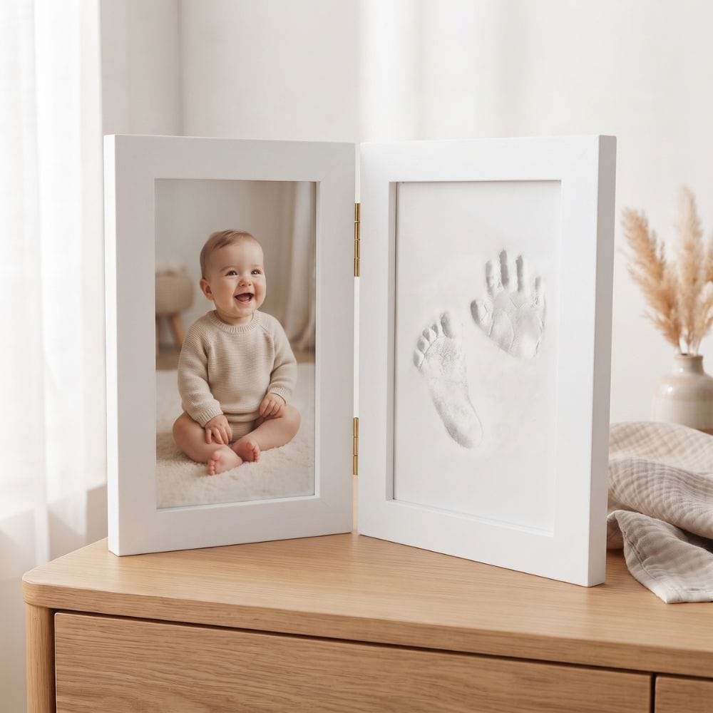Cadre Photo Empreinte Bébé Pliable en Bois : Argile 100 g