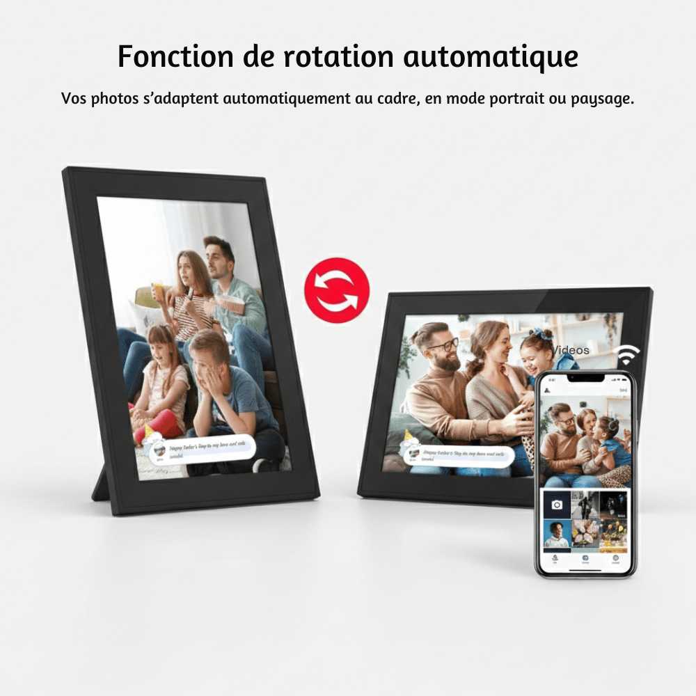 Cadre Photo Numérique Connecté à Distance 16GB Noir Mat