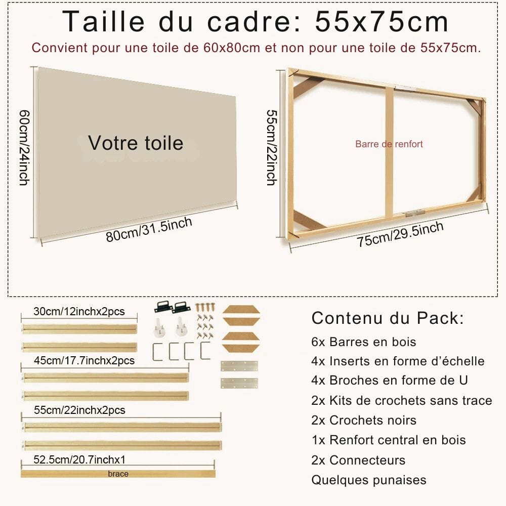 Cadre pour Photo sur Toile 55x75cm