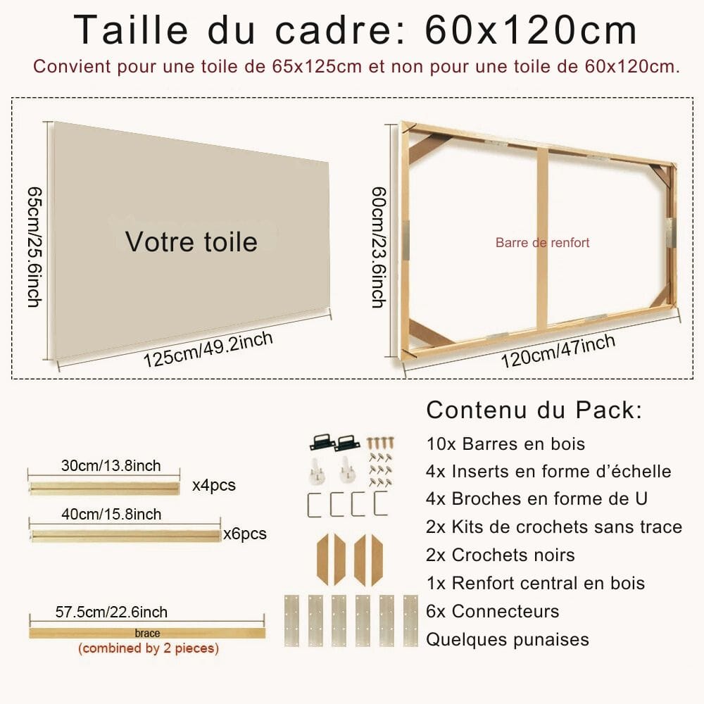 Cadre pour Photo sur Toile 60x120cm