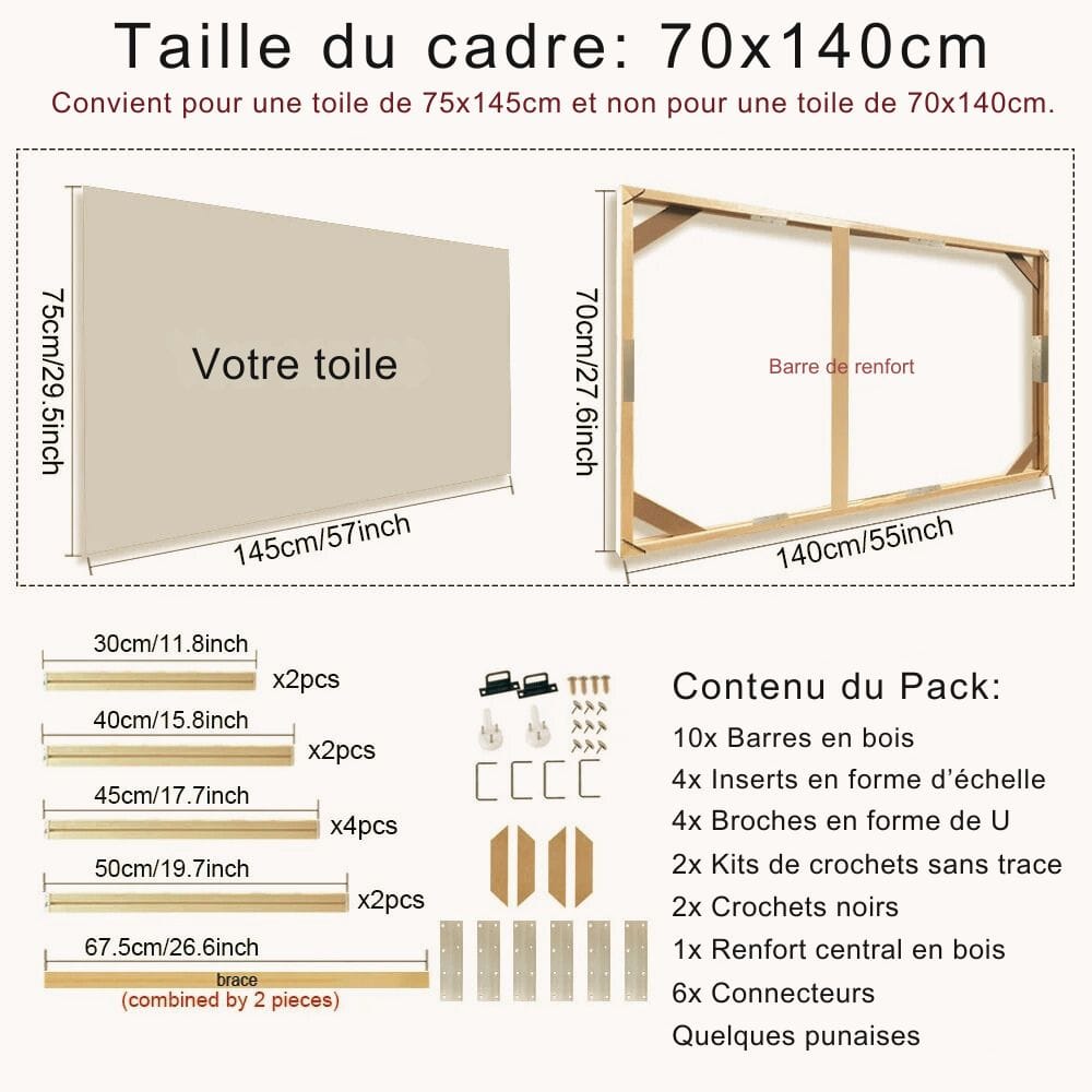 Cadre pour Photo sur Toile 70x140cm