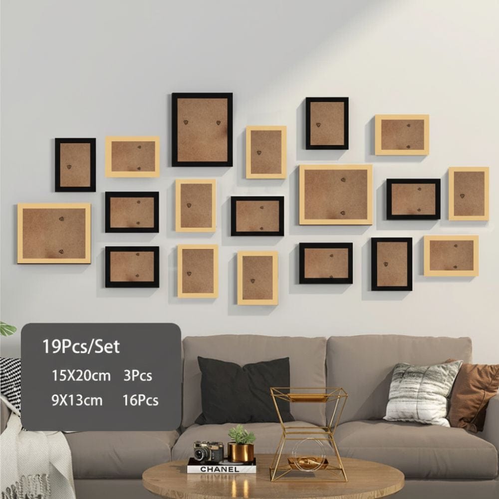 Cadres pour Photos Multiples Cadres Noirs et Bois / Bois Naturel