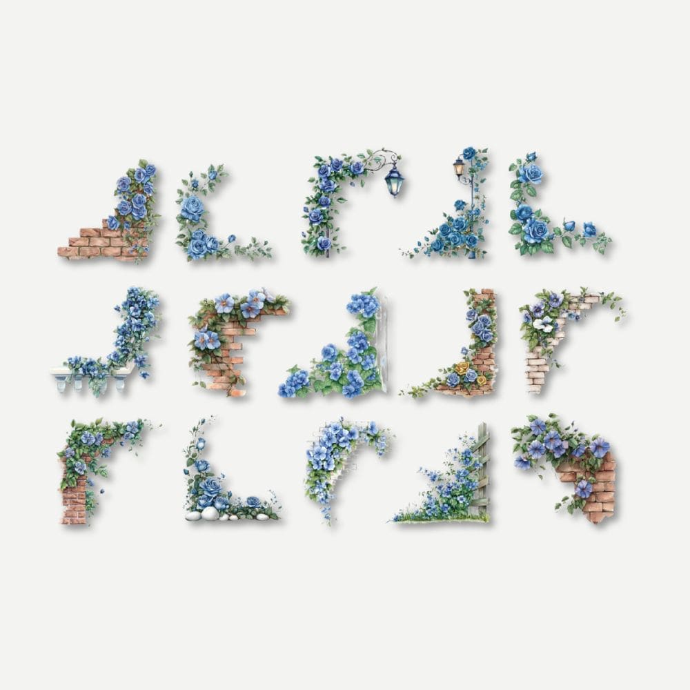 Coin Adhésif Pour Photo Mur Bleu d’Hortensia