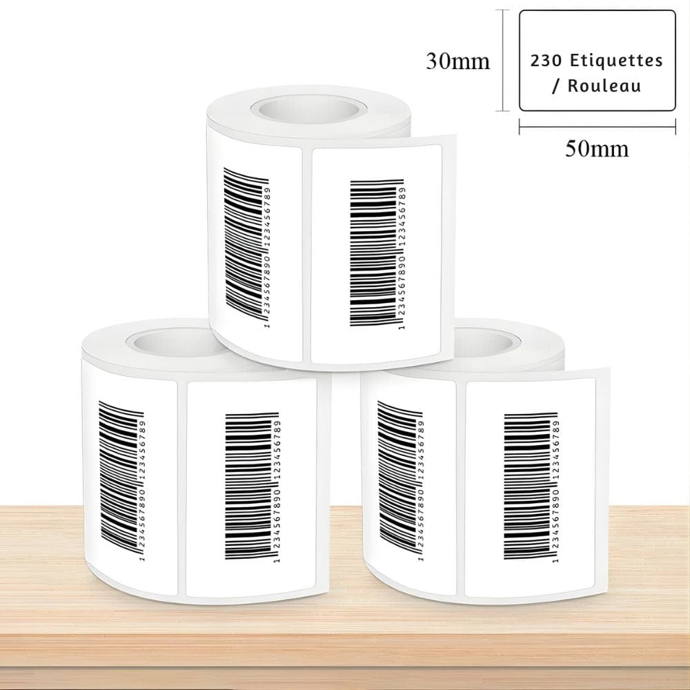 Étiquettes Thermiques Autocollantes 30-50mm Rouleau 3 Rouleaux 50/30mm