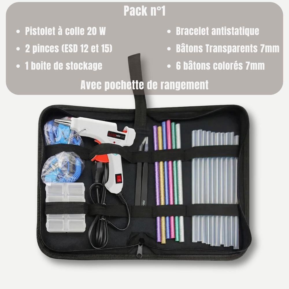 Glue Gun Kit 6 en 1 – Pistolet à Colle, Bâtons Colorés et Sacoche SET 1