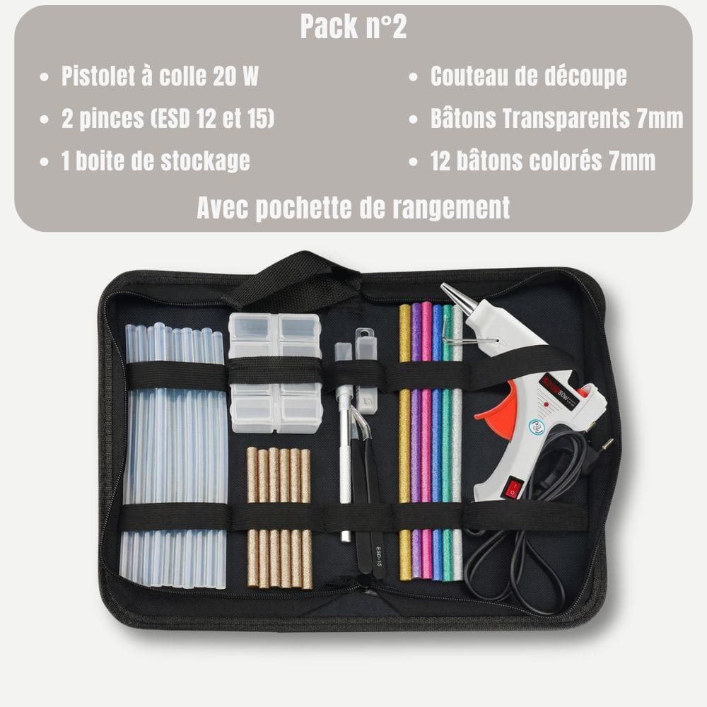 Glue Gun Kit 6 en 1 – Pistolet à Colle, Bâtons Colorés et Sacoche SET 2