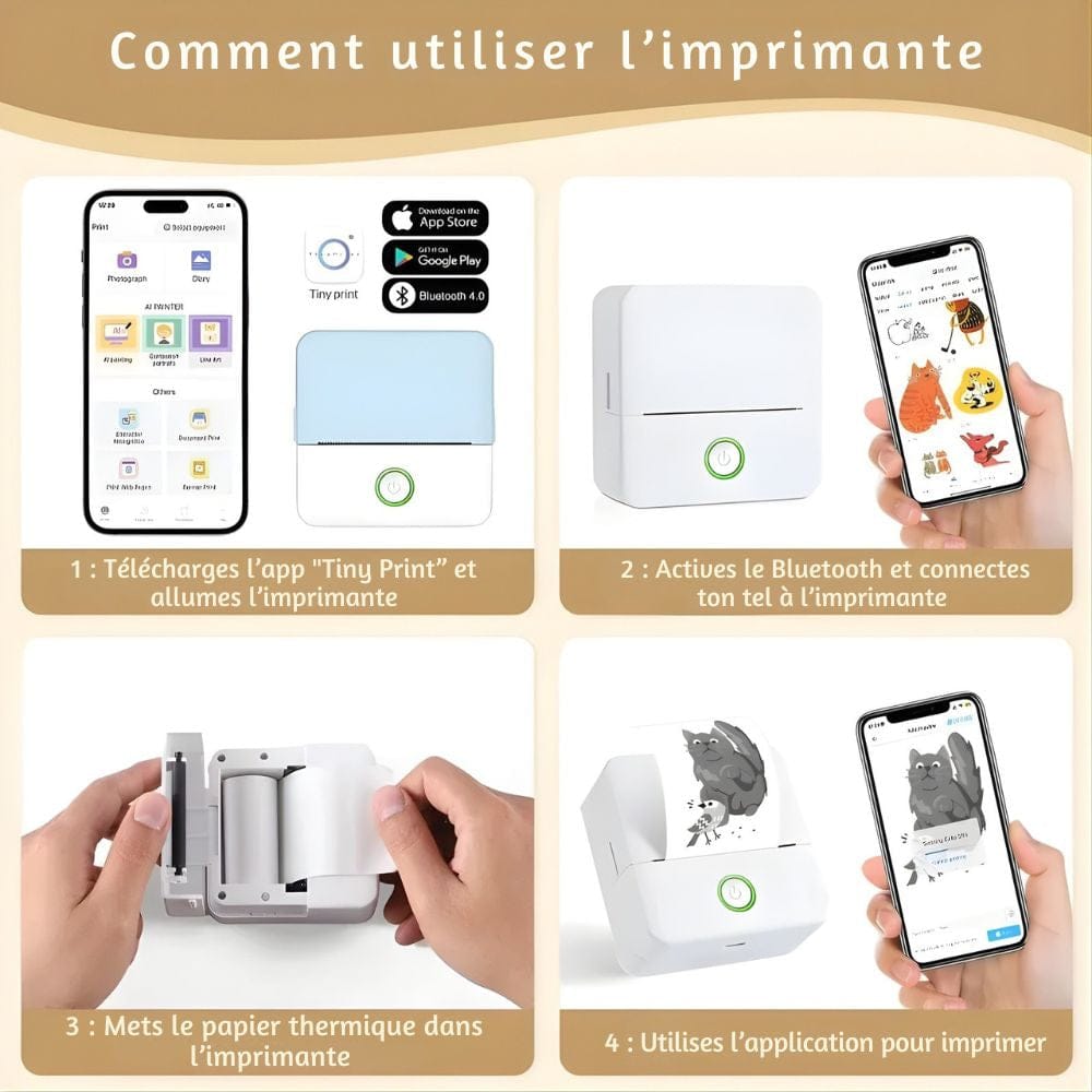 Imprimante Photo Thermique Bluetooth Sans Encre