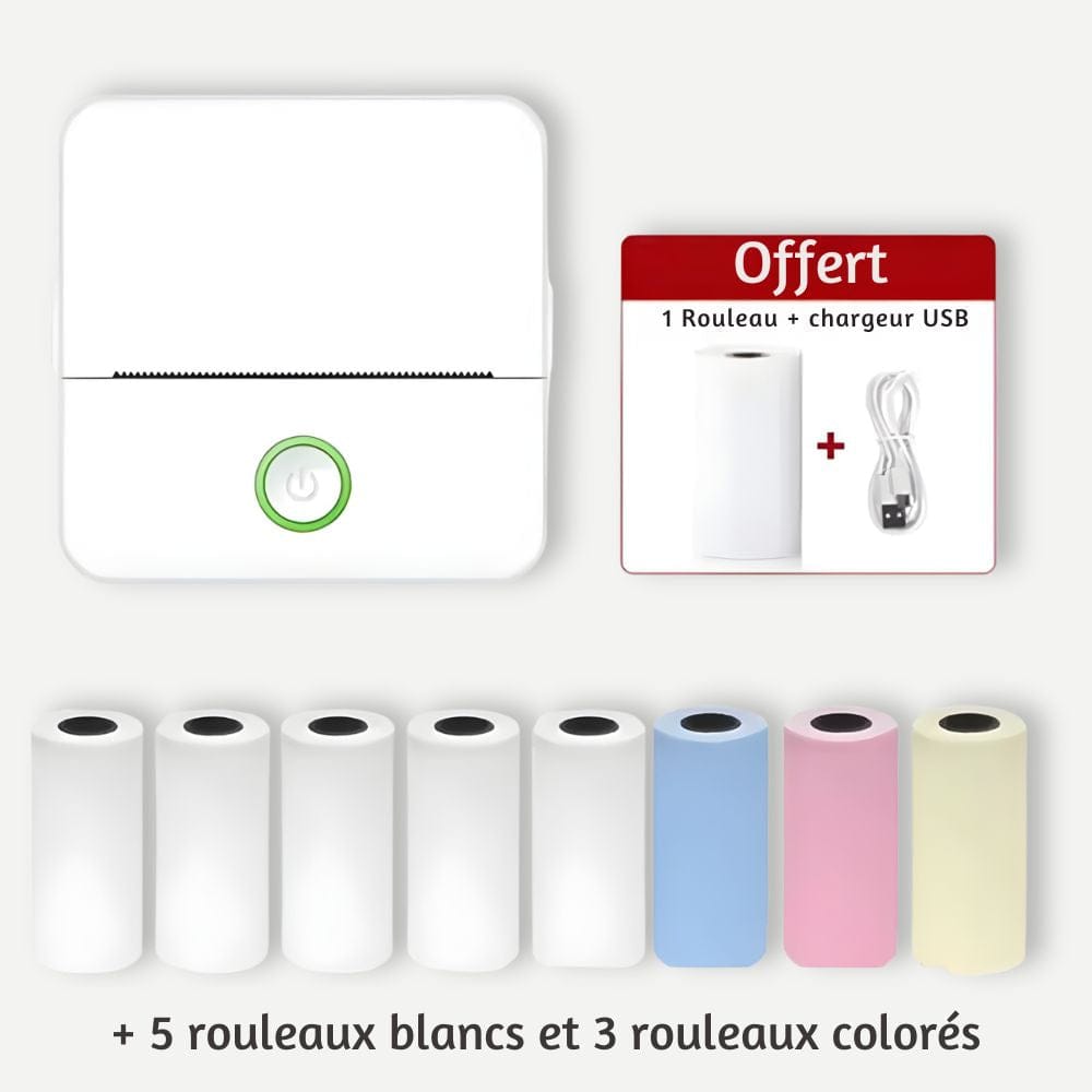 Imprimante Photo Thermique Bluetooth Sans Encre Blanc set 2