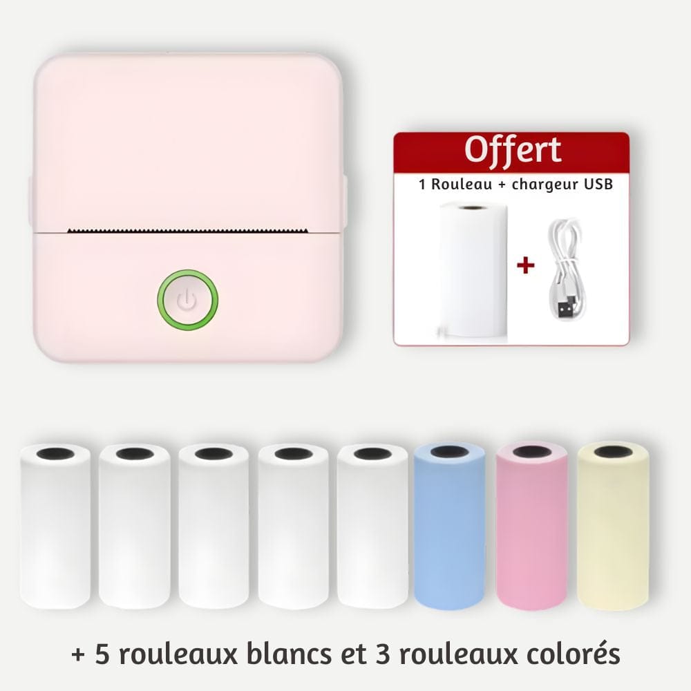 Imprimante Photo Thermique Bluetooth Sans Encre Rose set 2