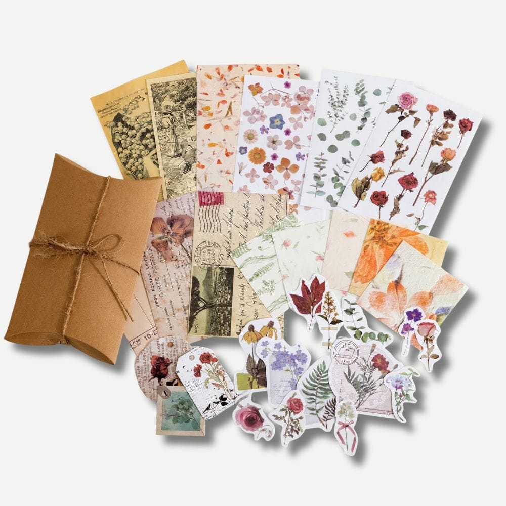 Kit Scrapbooking Vintage Fleurs Séchées