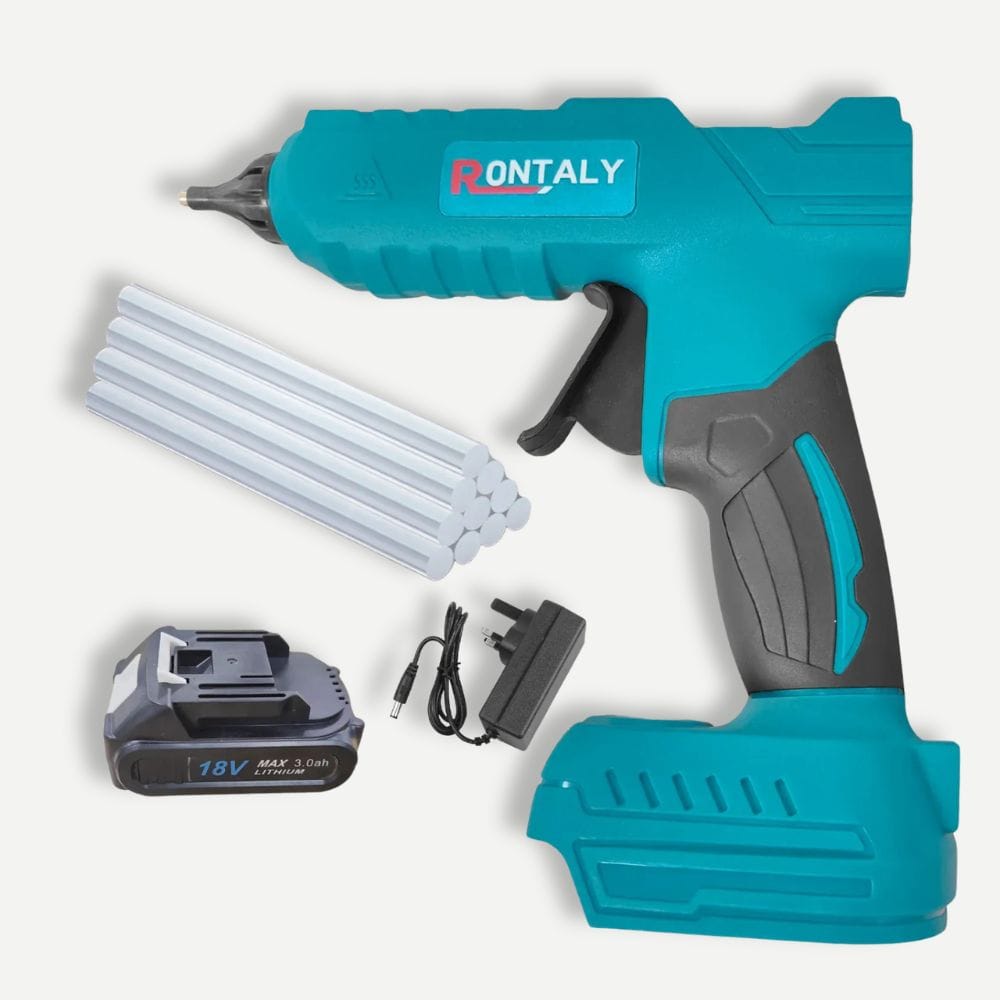 Pistolet à Colle à Batterie 18V – 100W, 10 bâtons inclus