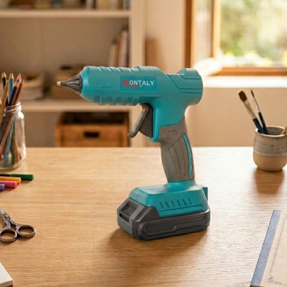 Pistolet à Colle à Batterie 18V – 100W, 10 bâtons inclus