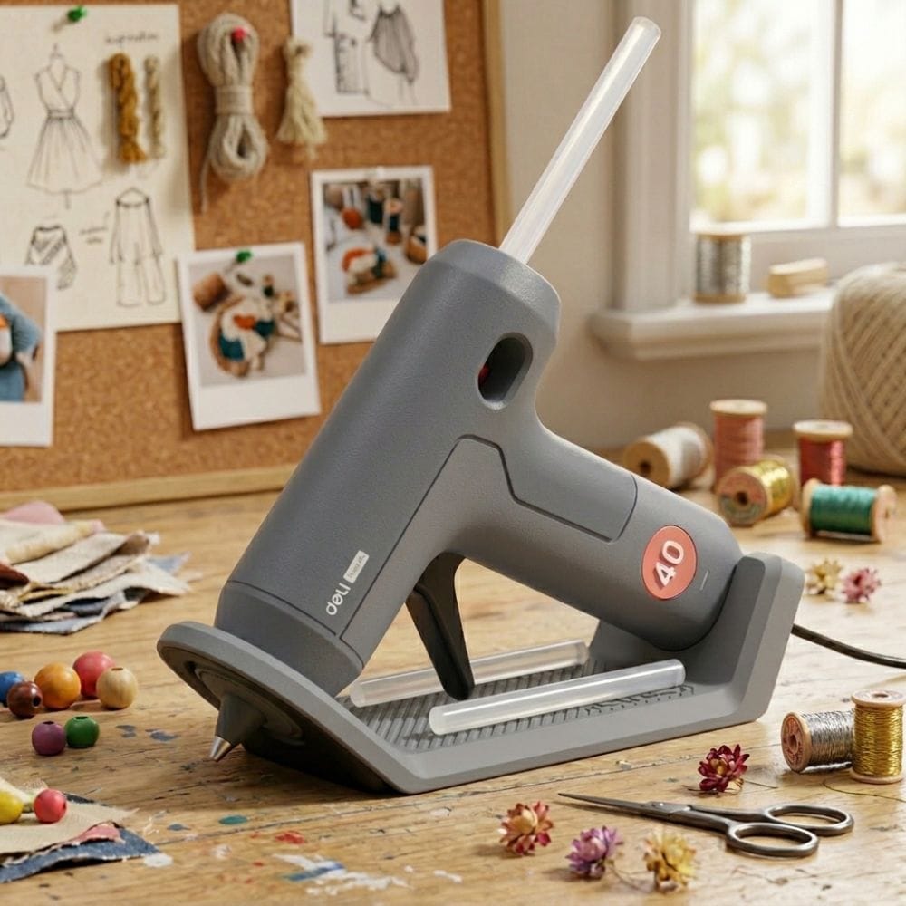 Pistolet à Colle Électrique – Valve Anti-fuite, Socle Intégré Pistolet à colle + 10 Bâtons de colle