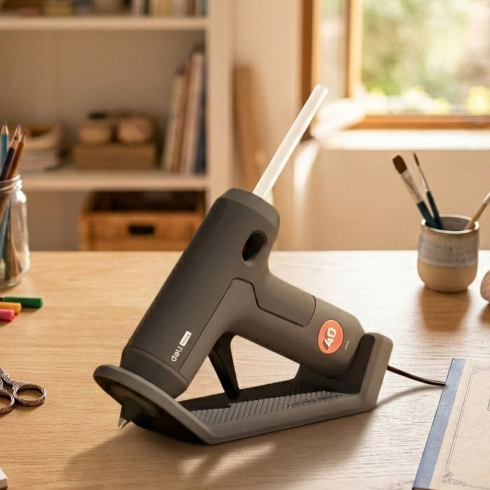 Pistolet à Colle Électrique – Valve Anti-fuite, Socle Intégré Pistolet à colle + 10 Bâtons de colle