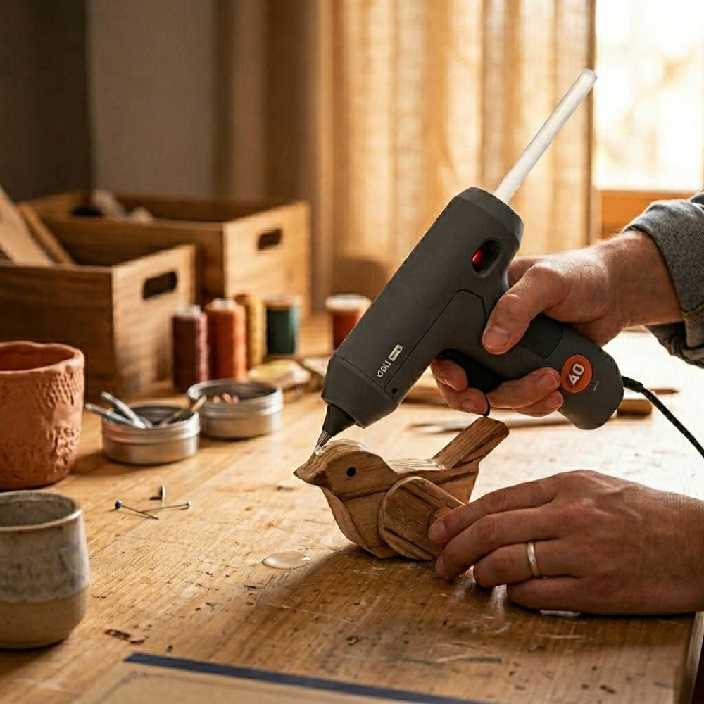 Pistolet à Colle Électrique – Valve Anti-fuite, Socle Intégré Pistolet à colle + 10 Bâtons de colle