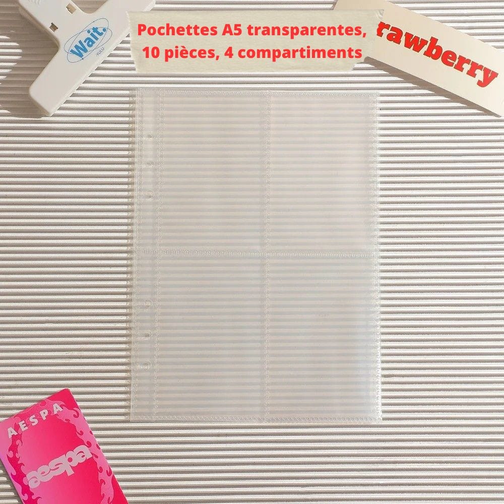 Pochette A5 6 Trous Transparent 4 grilles