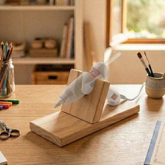 Support Pistolet à Colle en Bois – Stable, 20×8cm, Atelier Créatif