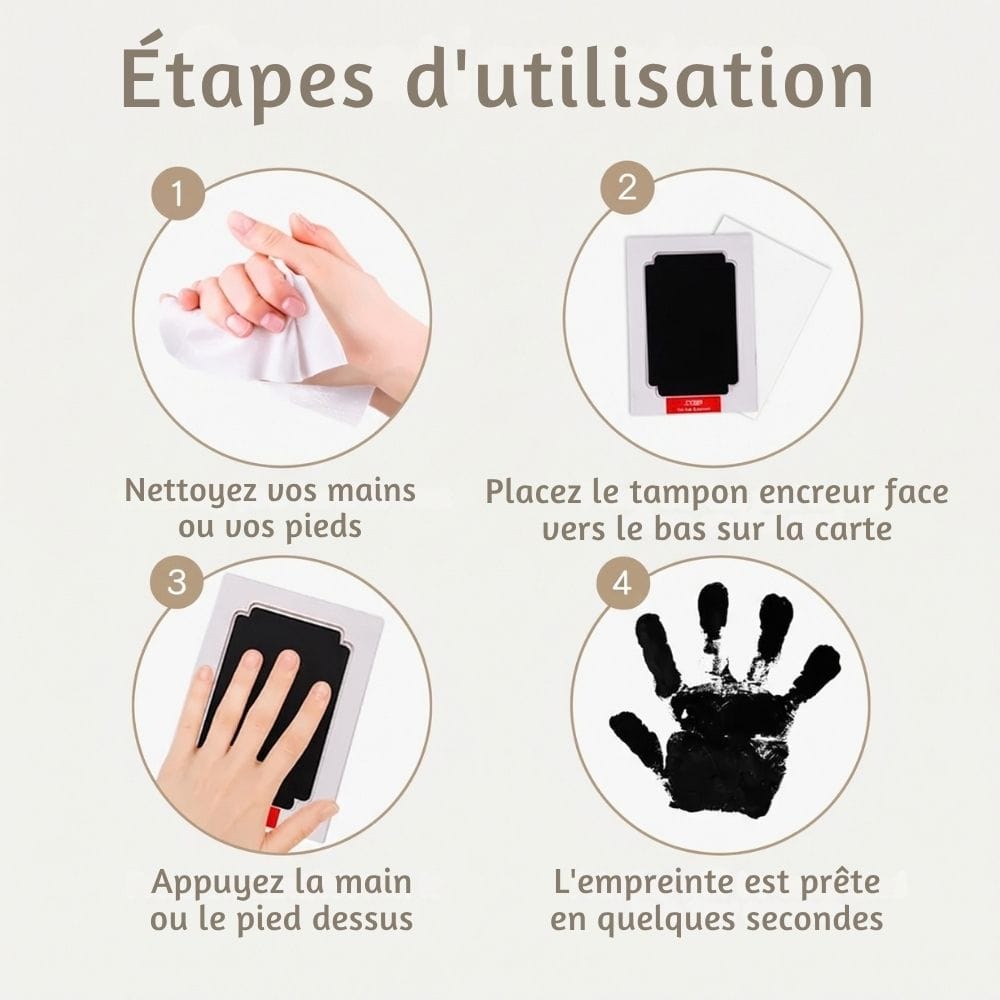 Tampon Empreinte Bébé Sans Contact : Main et Pied