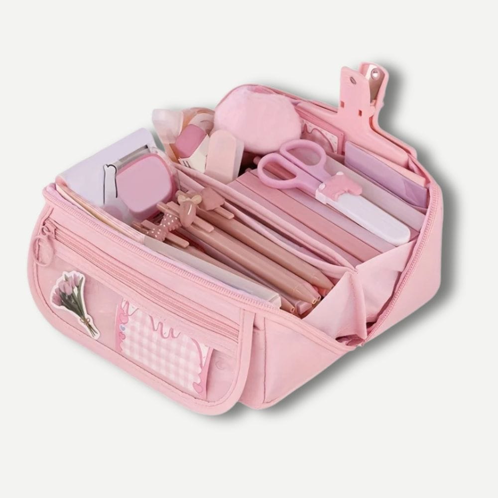 Trousse Double Compartiment Rose